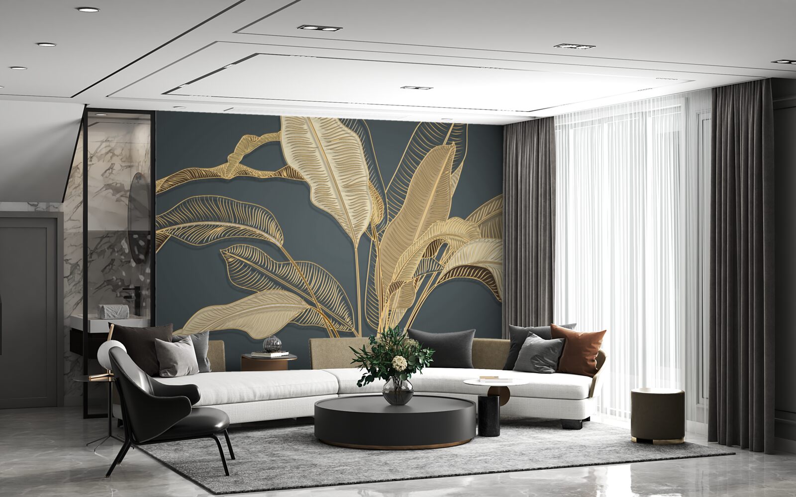 Fototapet foiță de aur răsucite