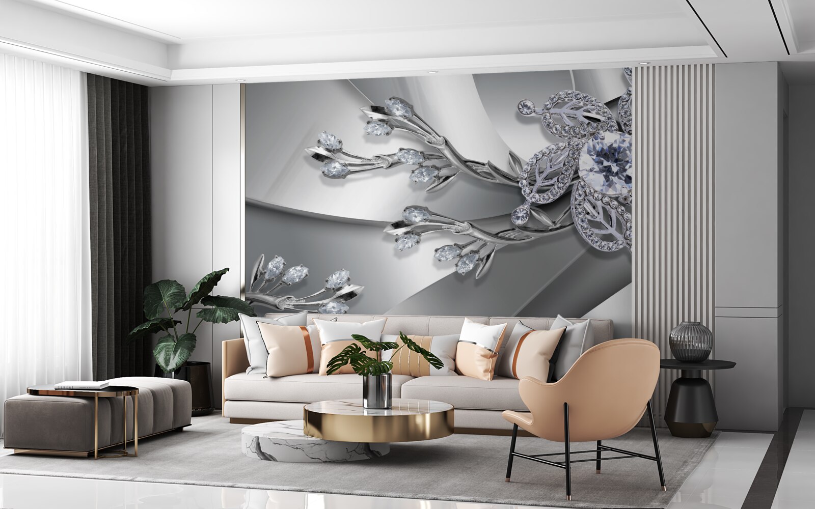 Fototapet muguri și ramuri din pietre