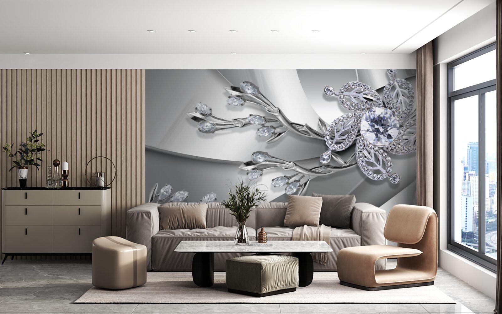 Fototapet muguri și ramuri din pietre