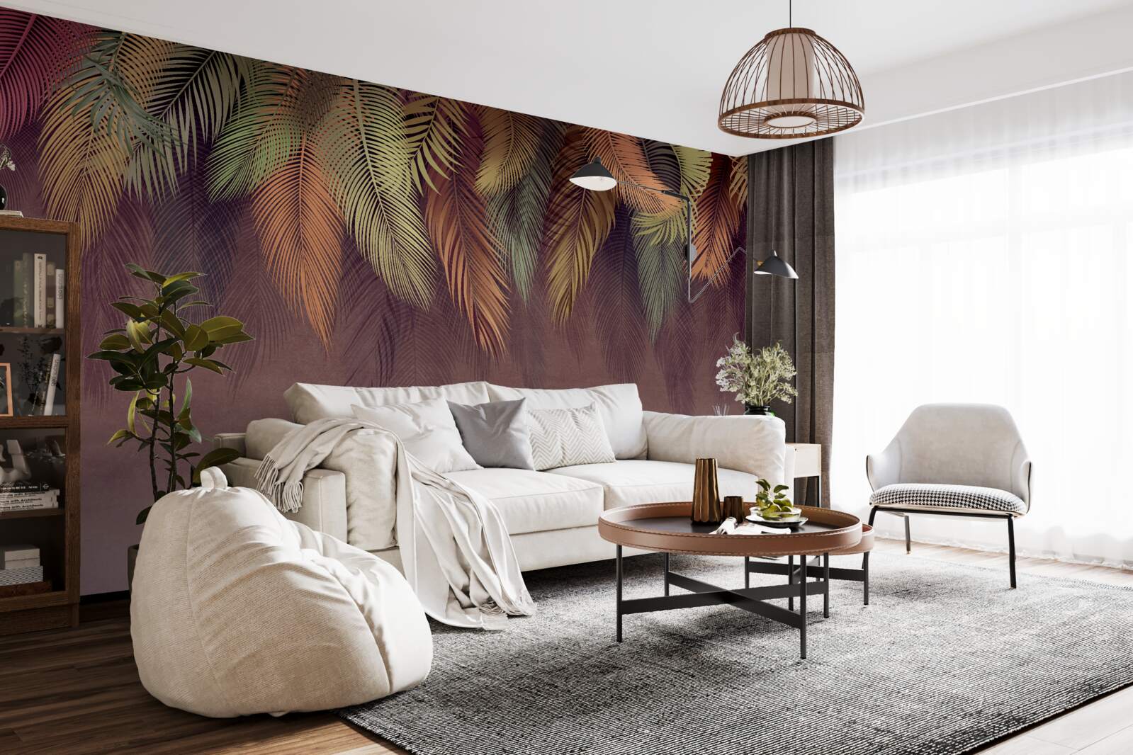 Fototapet pene atârnate în culori diferite