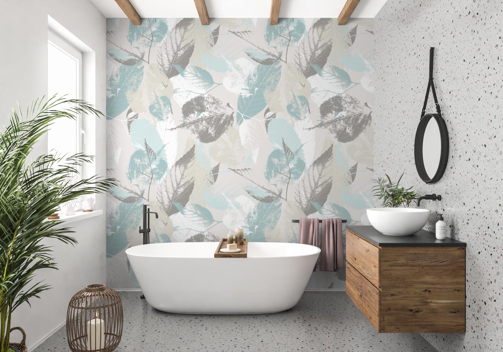 Fototapet frunzele sunt pictate cu tușe de pensulă