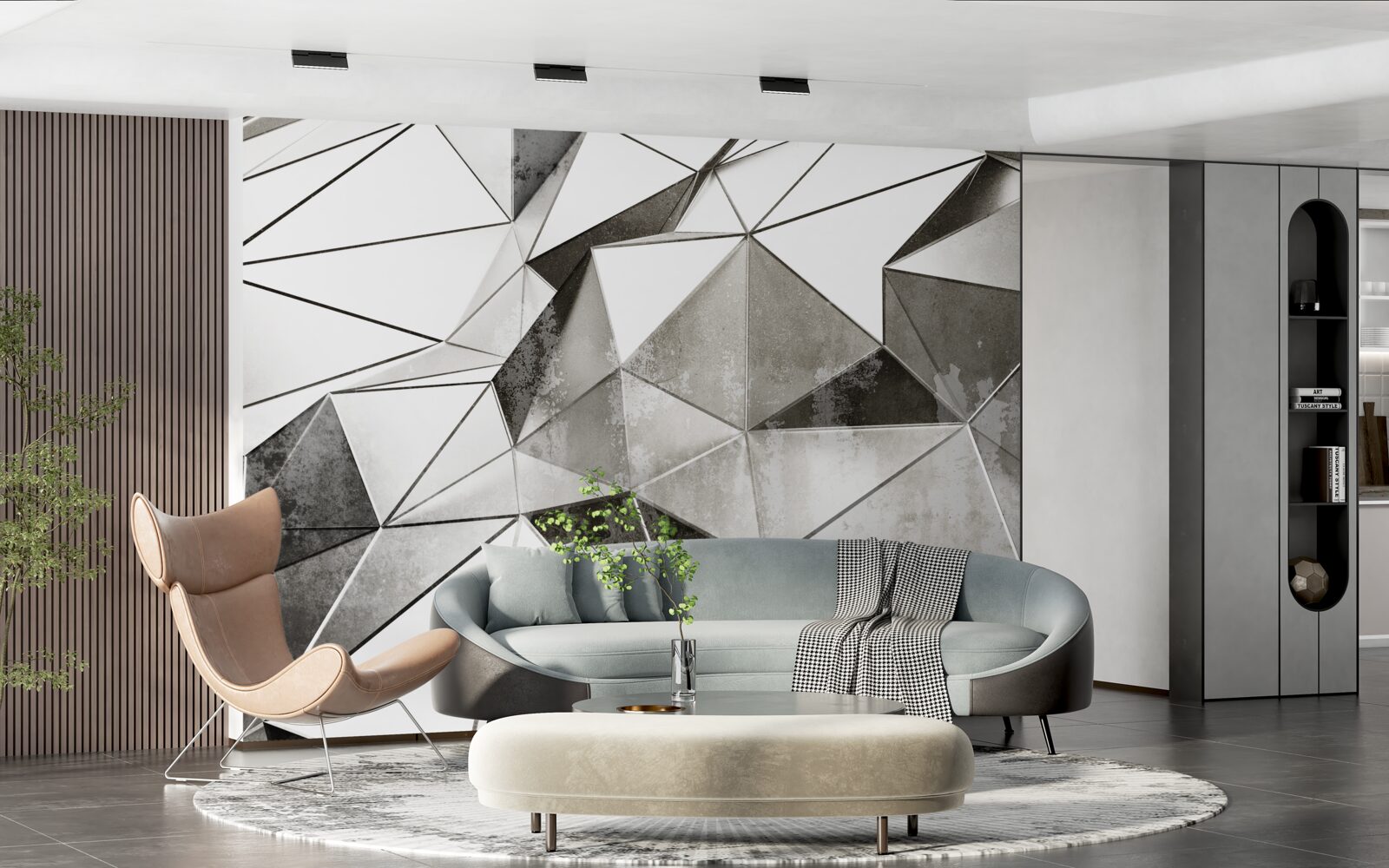 Fototapet fundal negru și alb abstract în stil geometric