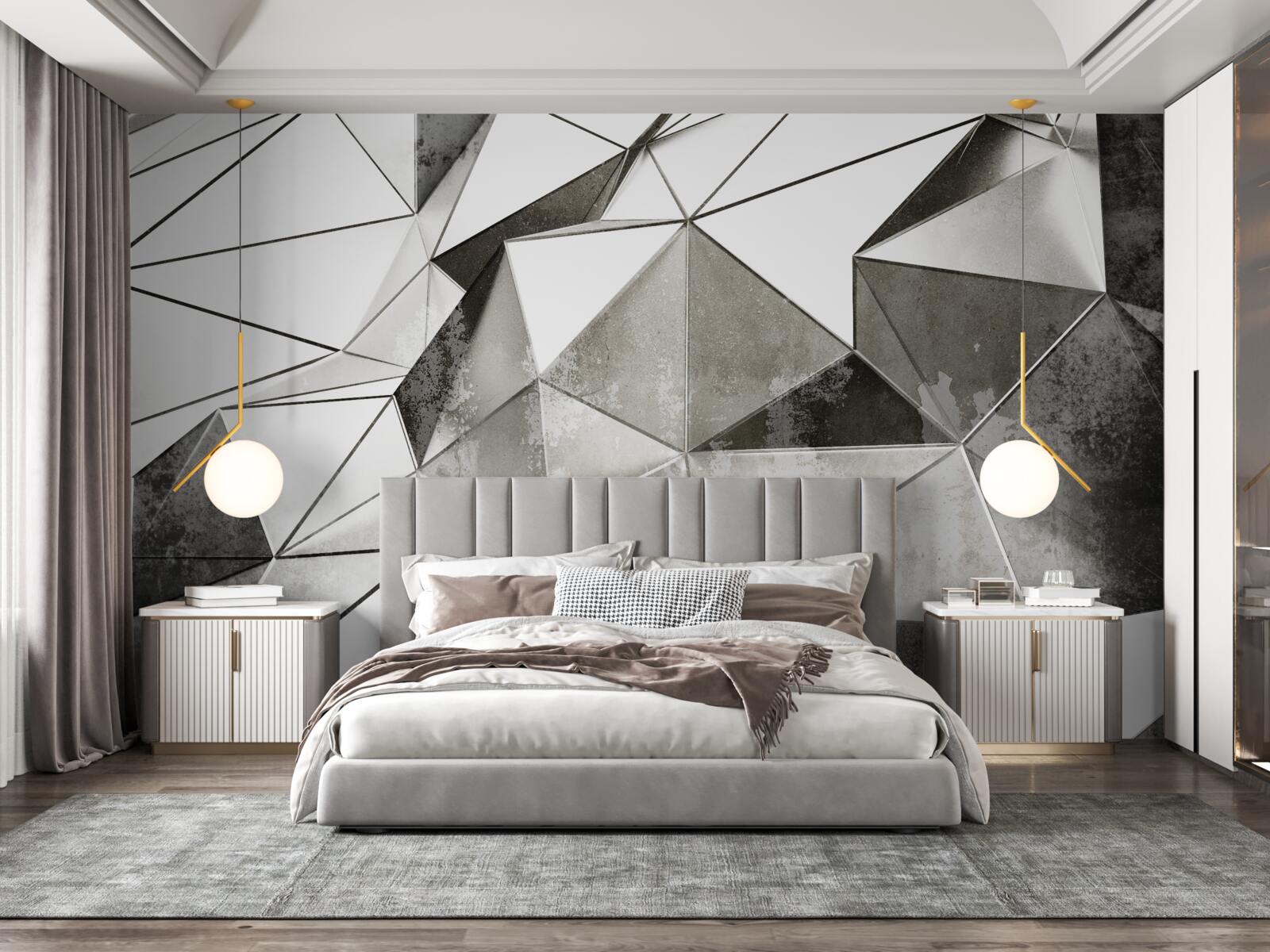 Fototapet fundal negru și alb abstract în stil geometric