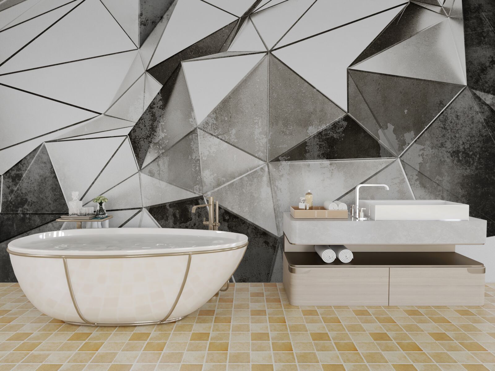 Fototapet fundal negru și alb abstract în stil geometric