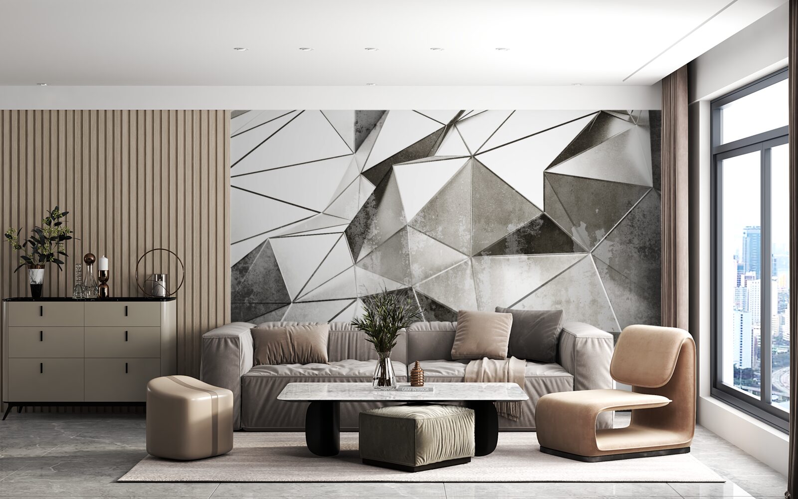 Fototapet fundal negru și alb abstract în stil geometric