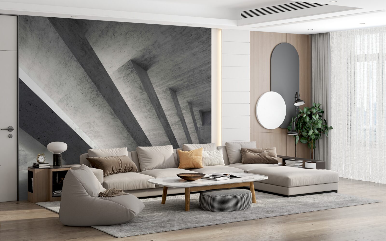 Fototapet tunel gri în stil arhitectural