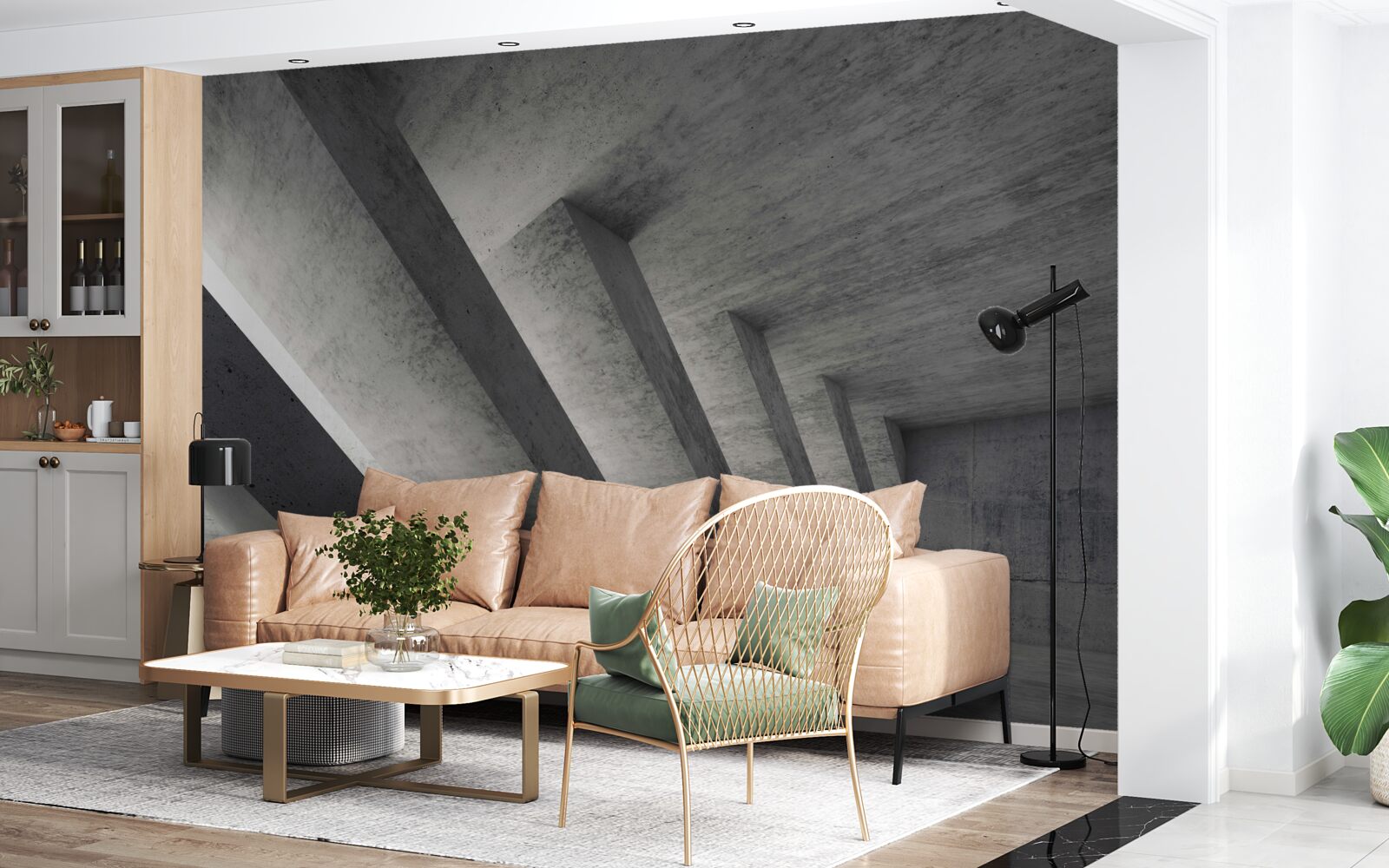 Fototapet tunel gri în stil arhitectural