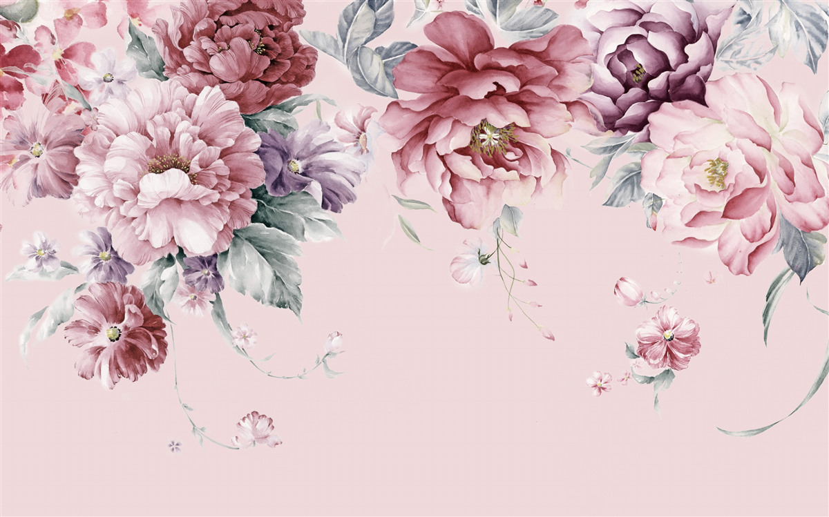 Fototapet diverse flori roz