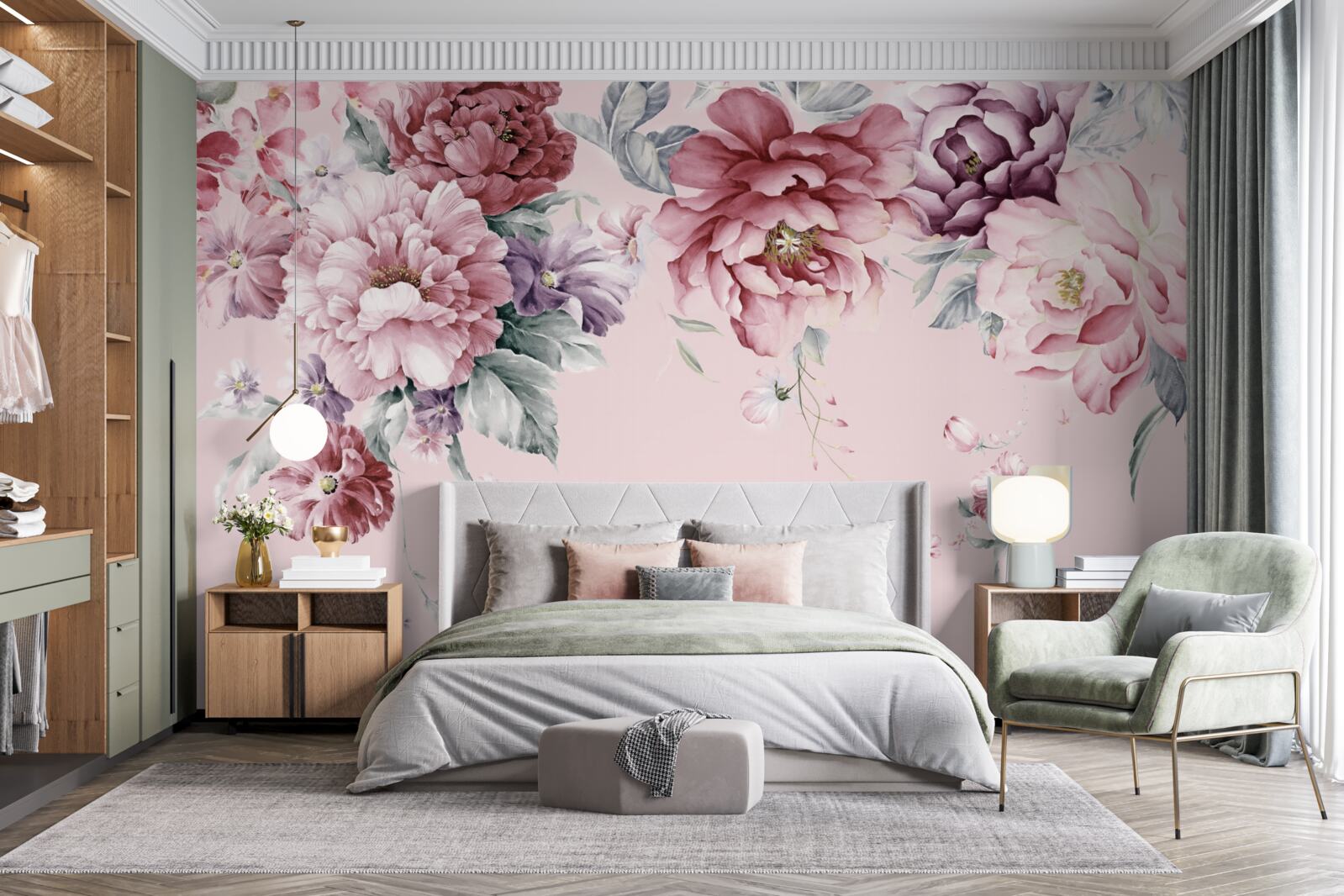 Fototapet diverse flori roz