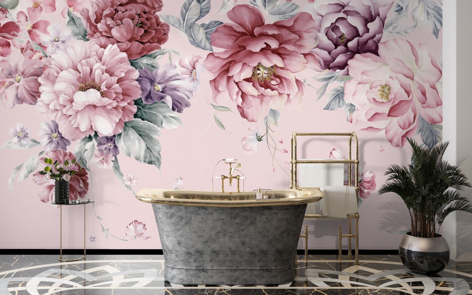 Fototapet diverse flori roz