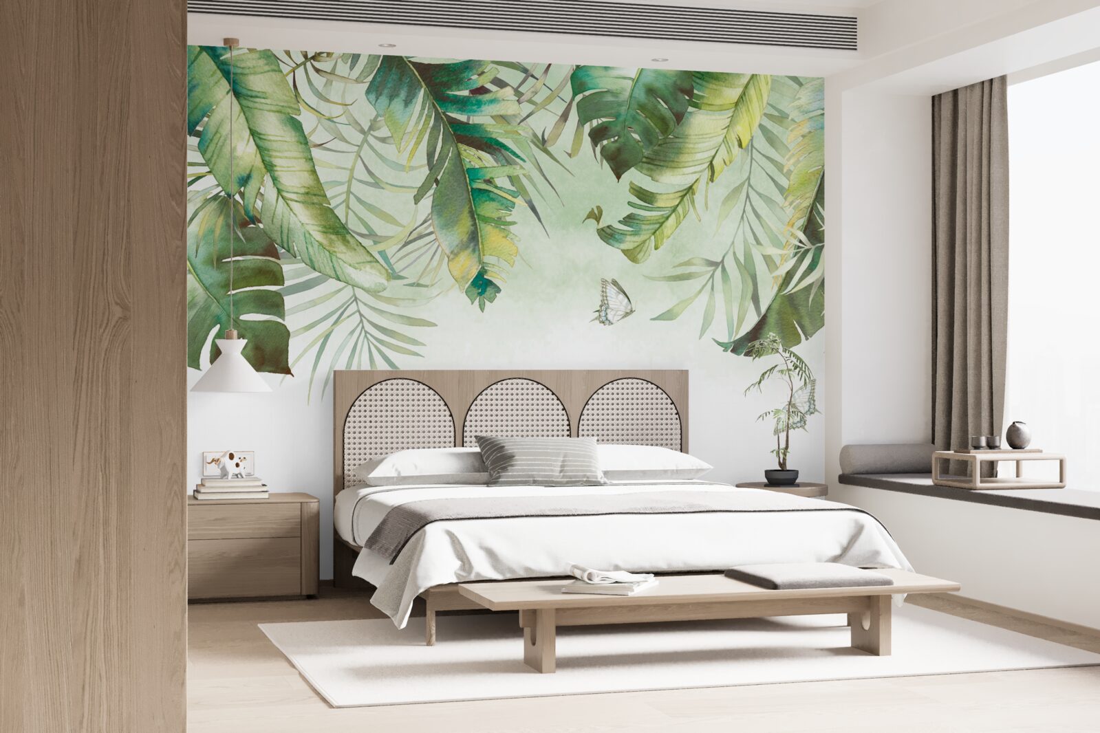 Fototapet Lepidoptera printre frunzele tropicale