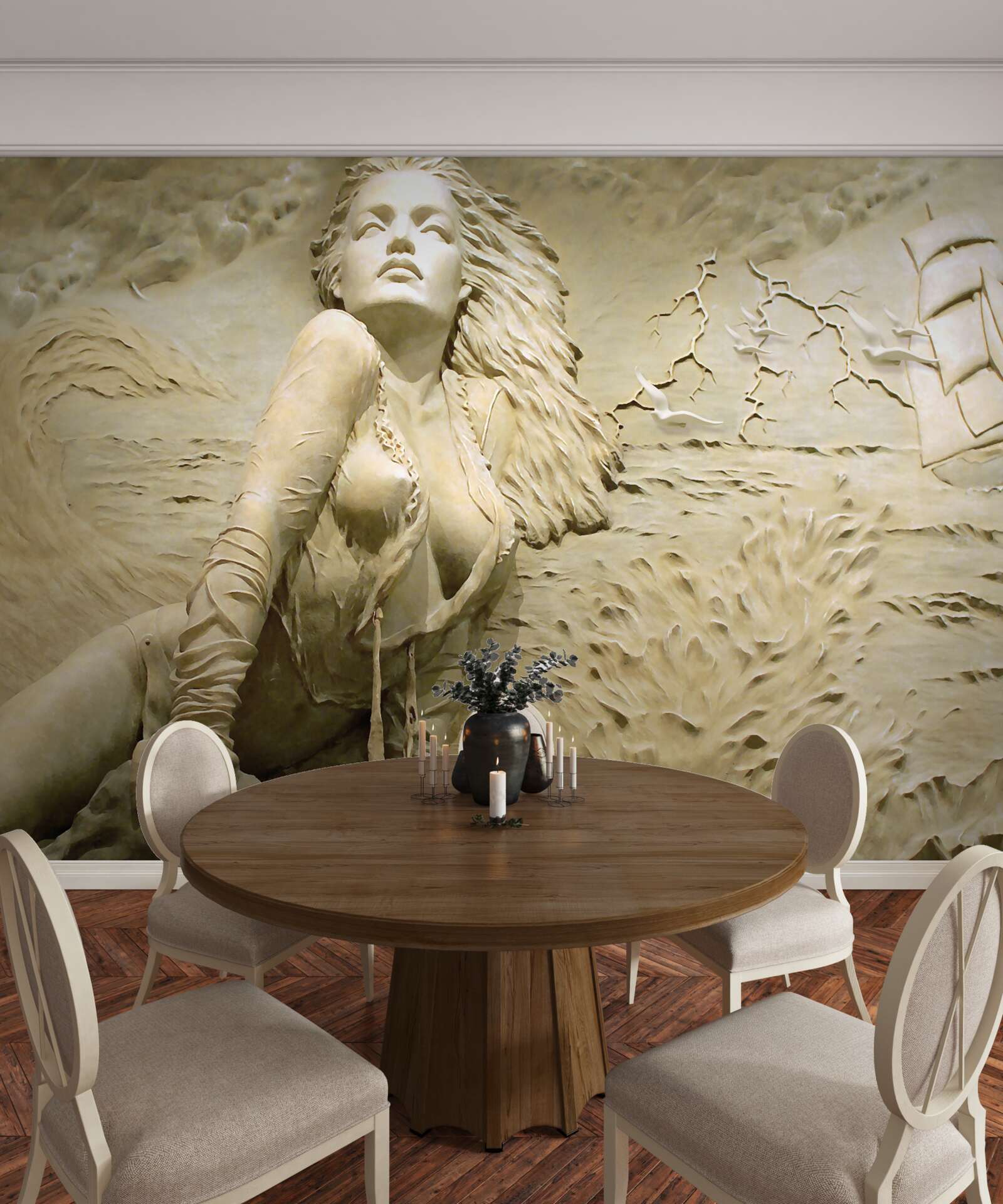 Fototapet în apropiere o fată cu părul liber și o pânză