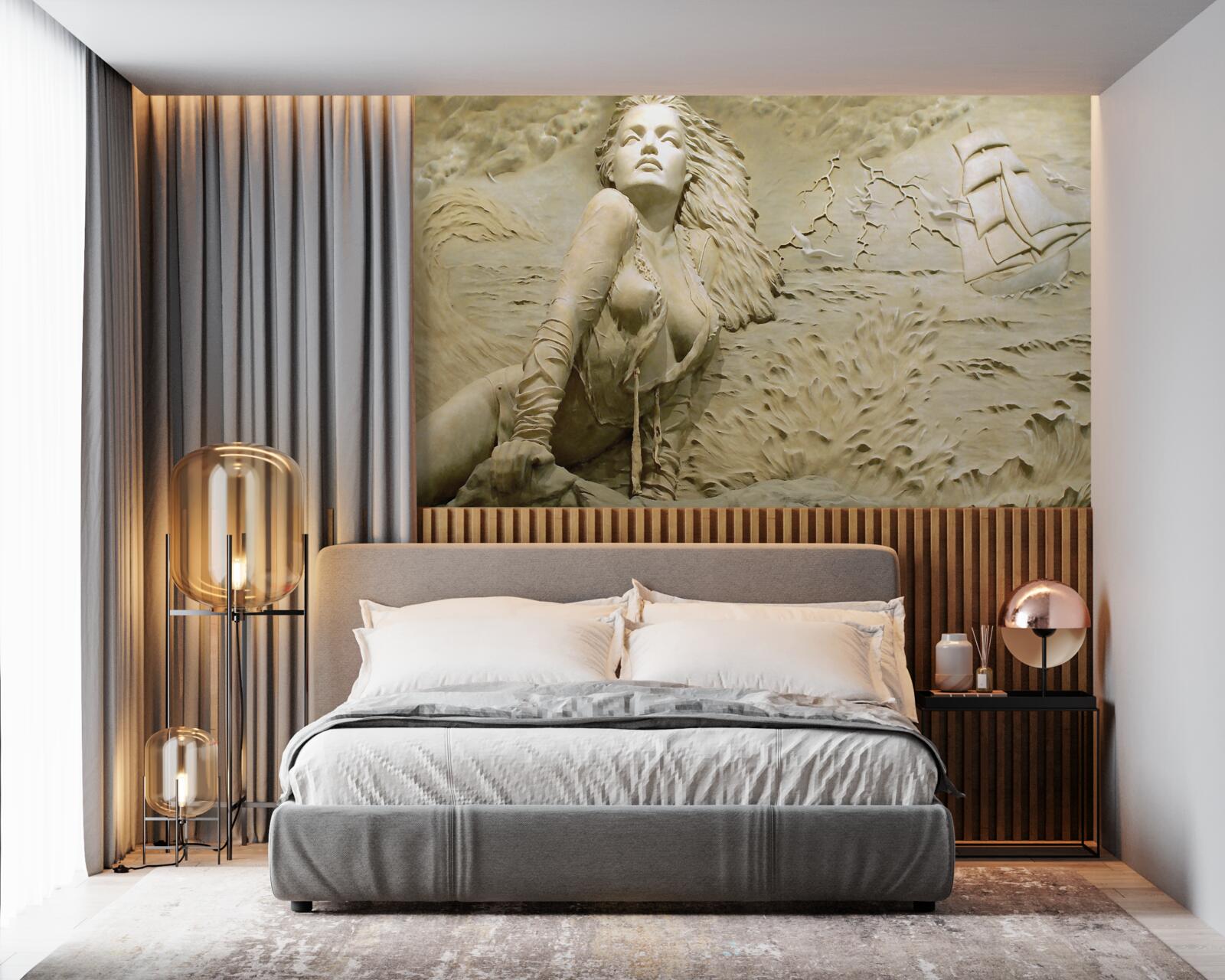 Fototapet în apropiere o fată cu părul liber și o pânză