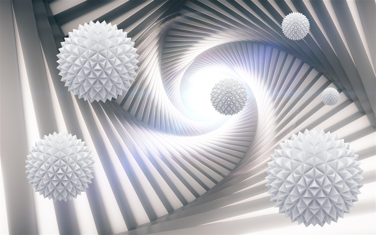 Fototapet bile albe și spirale abstracte