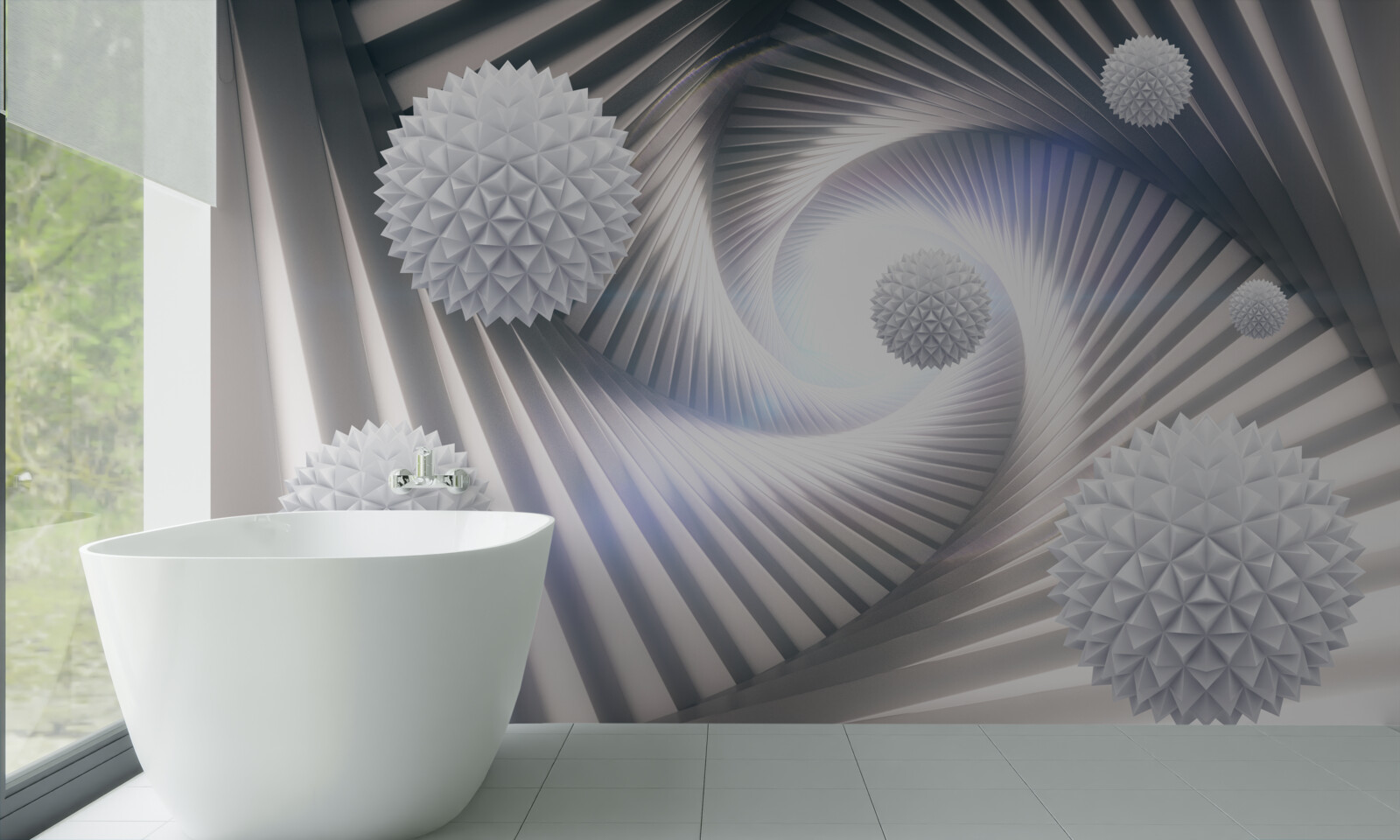 Fototapet bile albe și spirale abstracte