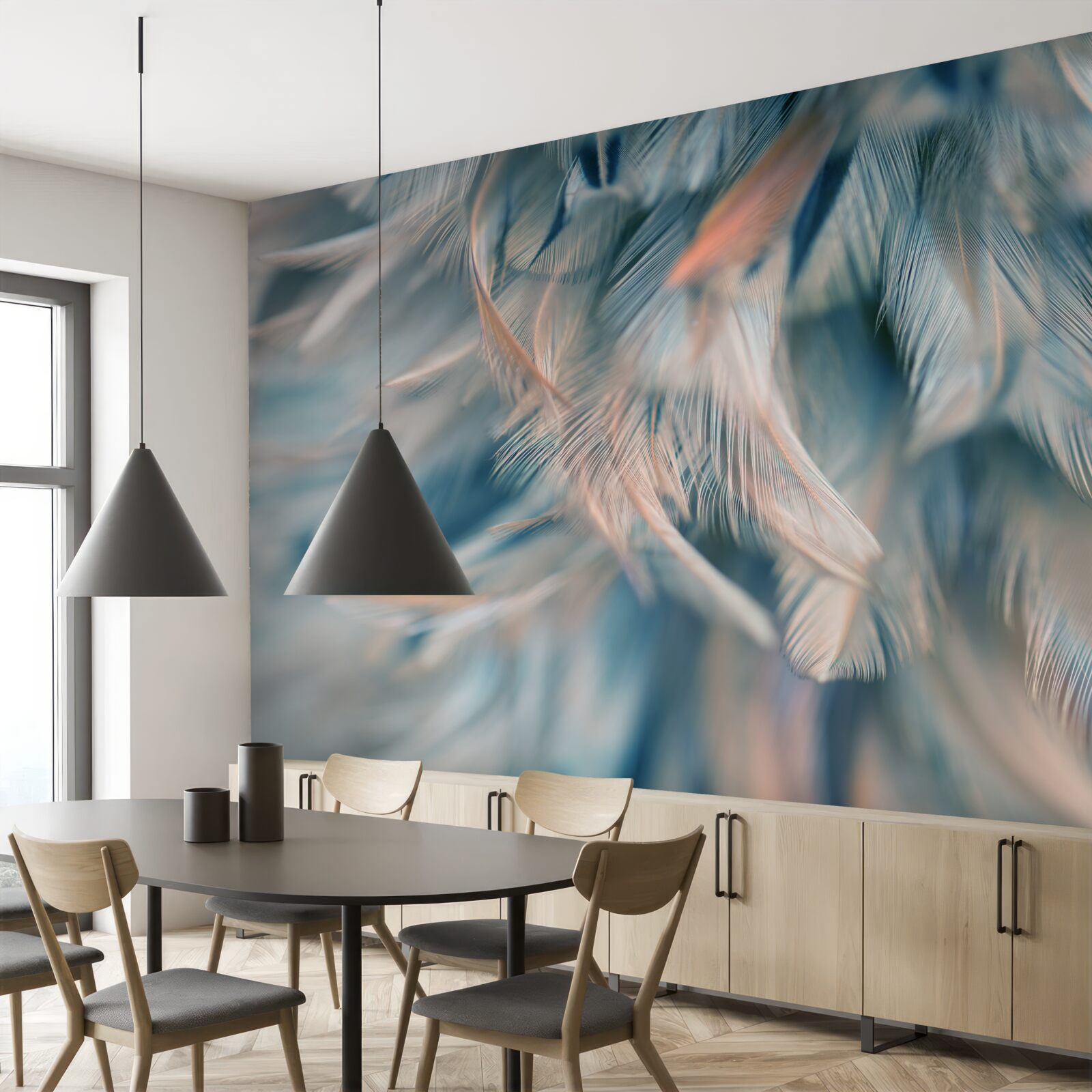 Fototapet fundal moale realizat din pene diferite