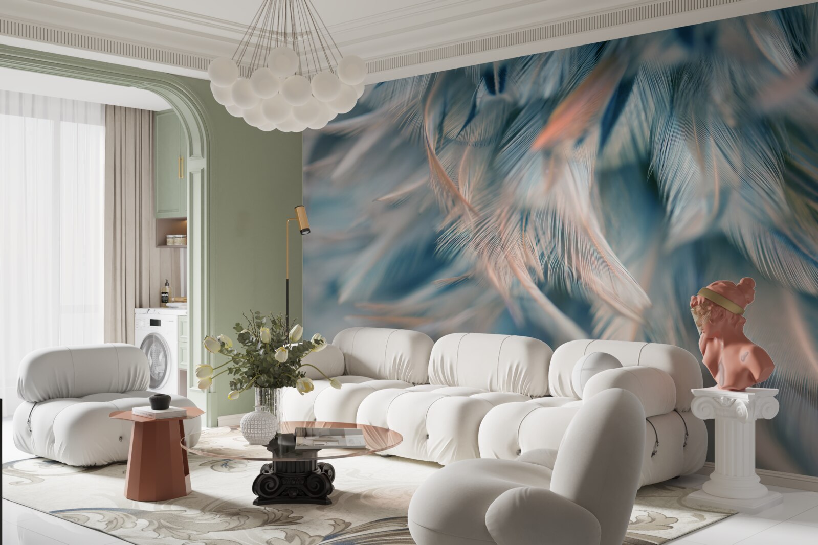 Fototapet fundal moale realizat din pene diferite