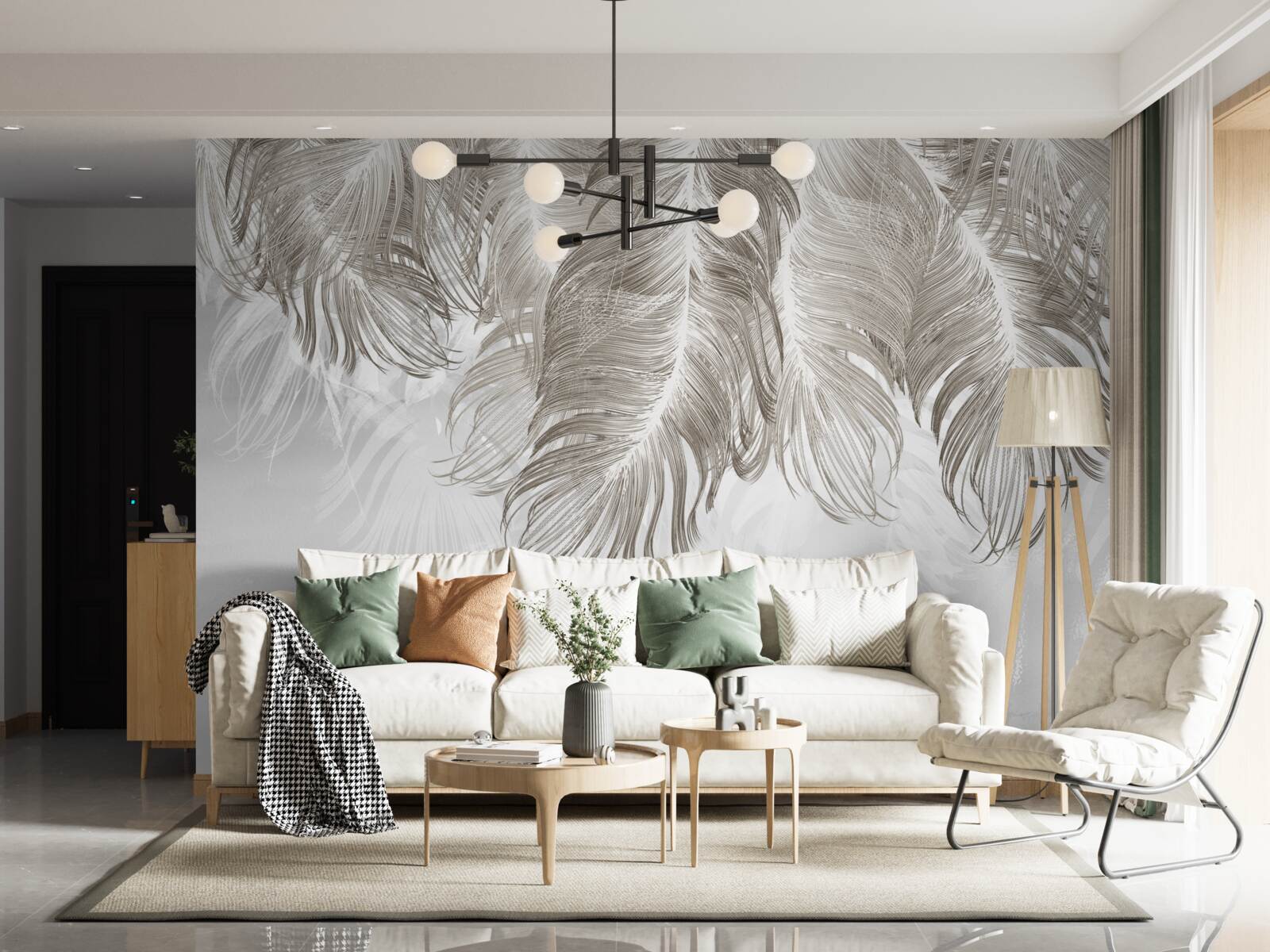 Fototapet pene atârnând în aer dedesubt