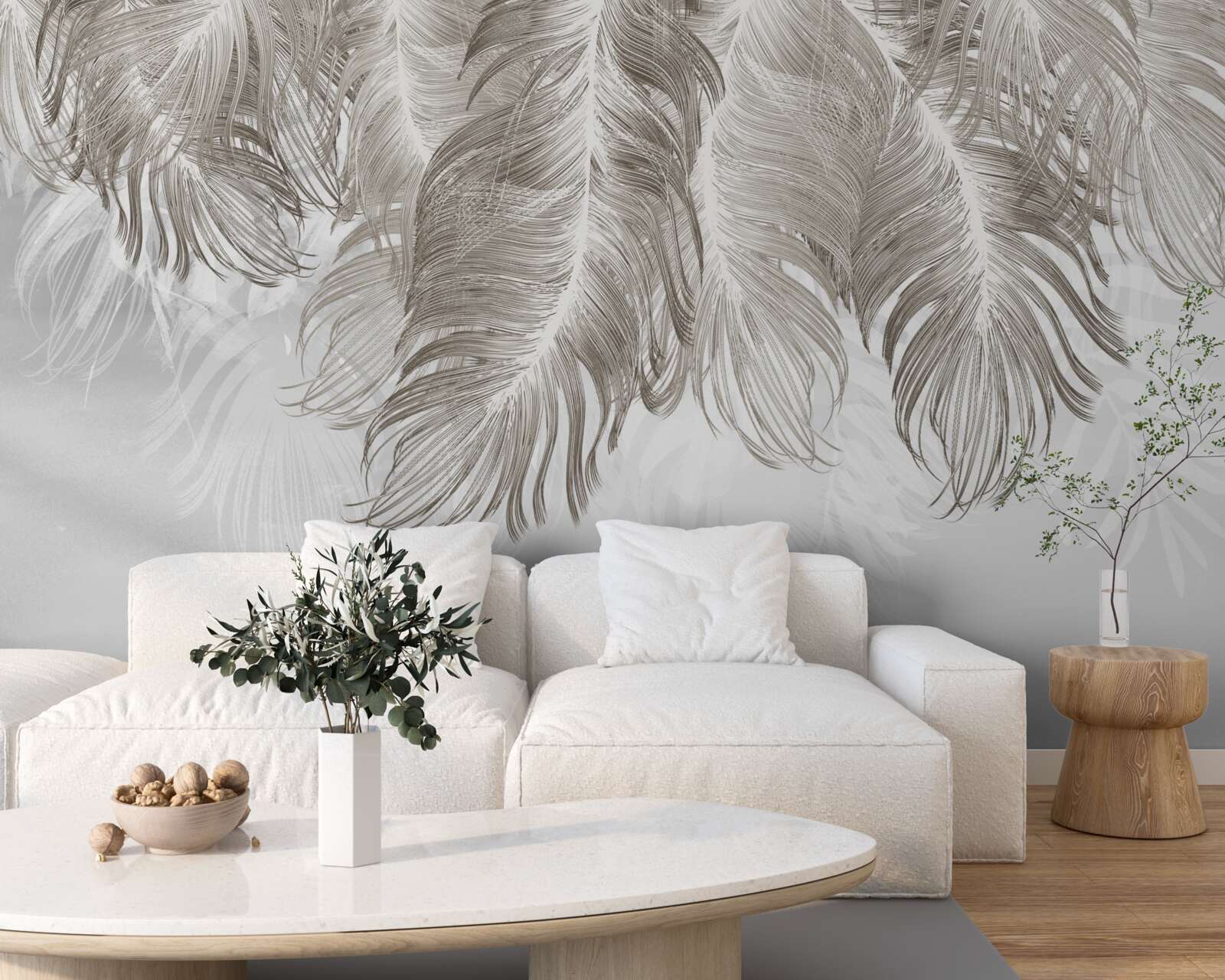 Fototapet pene atârnând în aer dedesubt