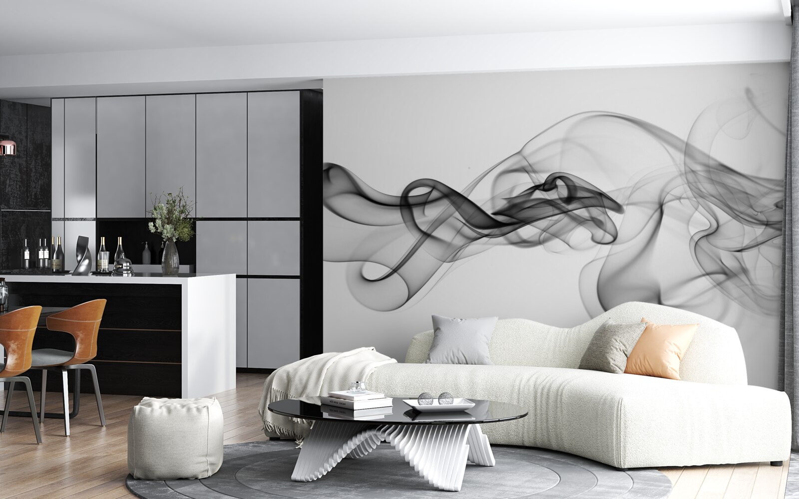 Fototapet abstracție de fum negru