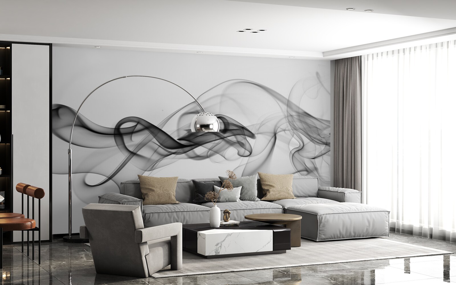 Fototapet abstracție de fum negru