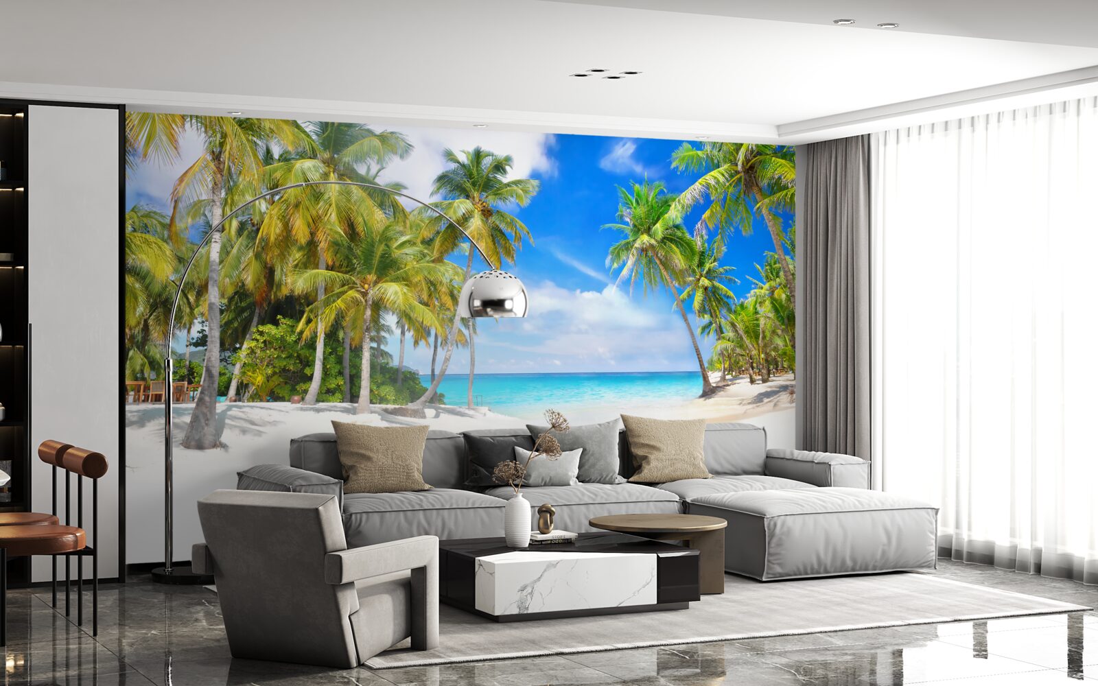 Fototapet țărmul oceanului cu o suprafață nisipoasă