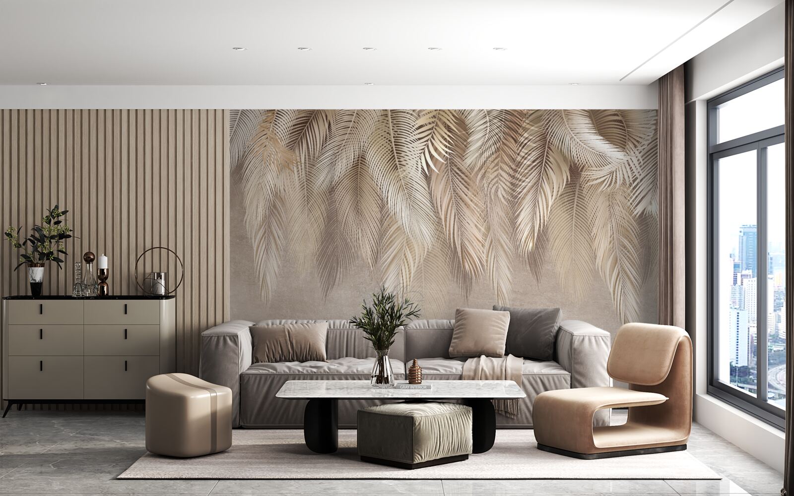 Fototapet o mulțime de jachete de aur în jos