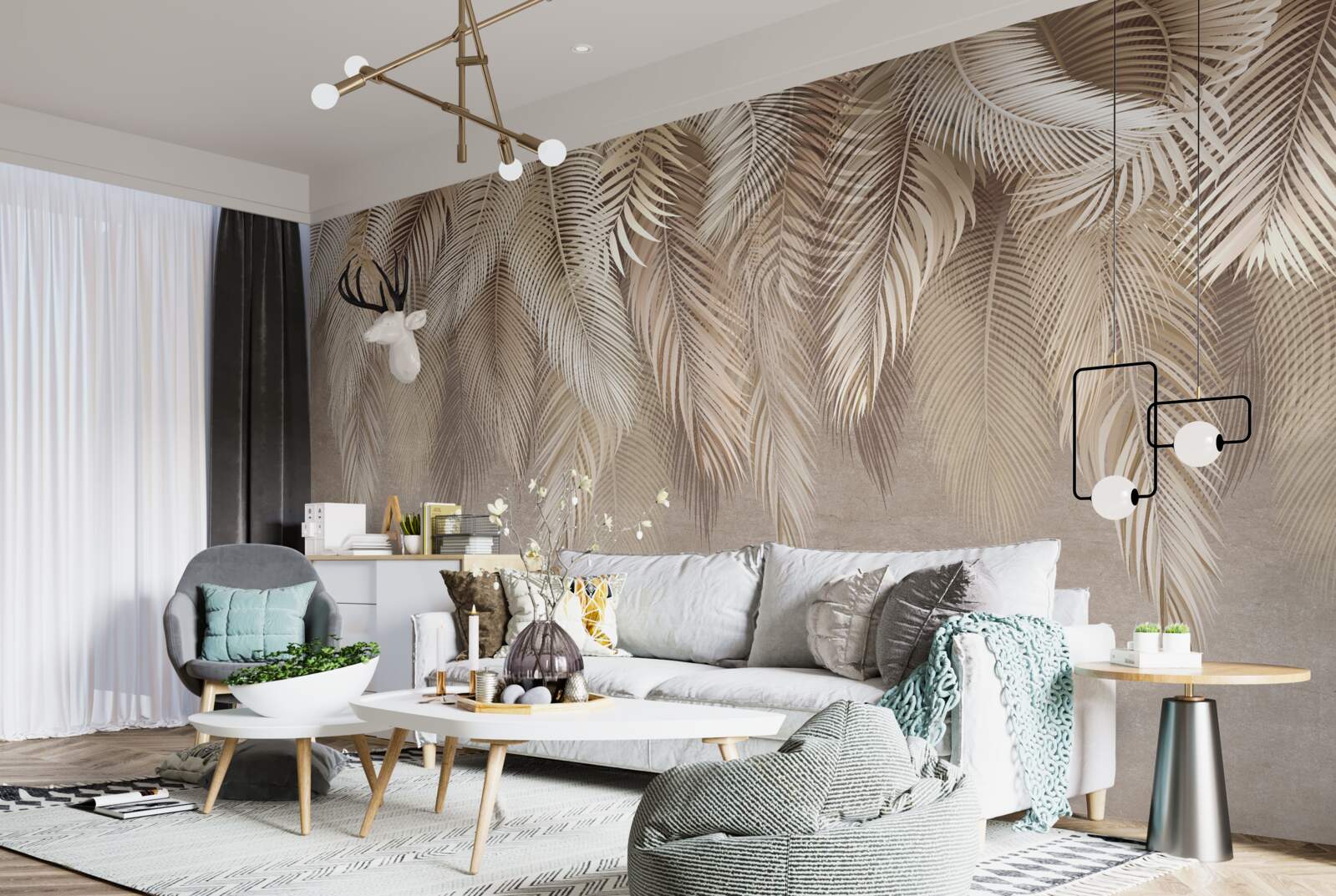 Fototapet o mulțime de jachete de aur în jos