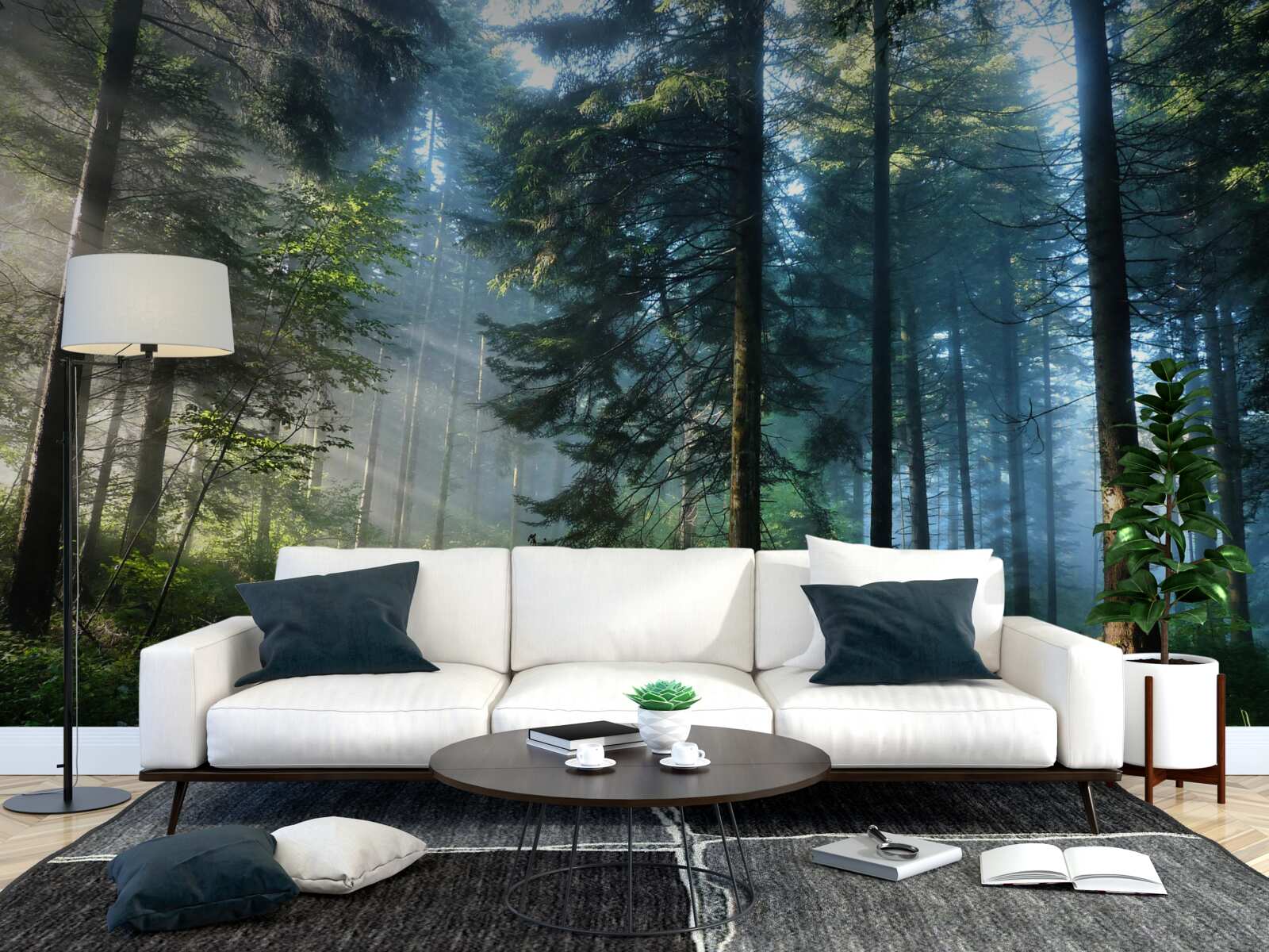 Fototapet O cărare printr-o pădure cețoasă