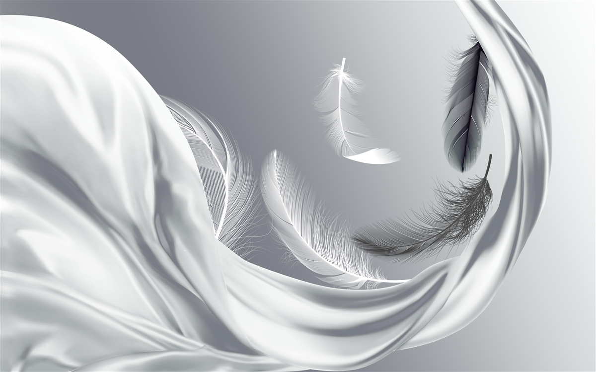 Fototapet pene răsucite, albe lucioase