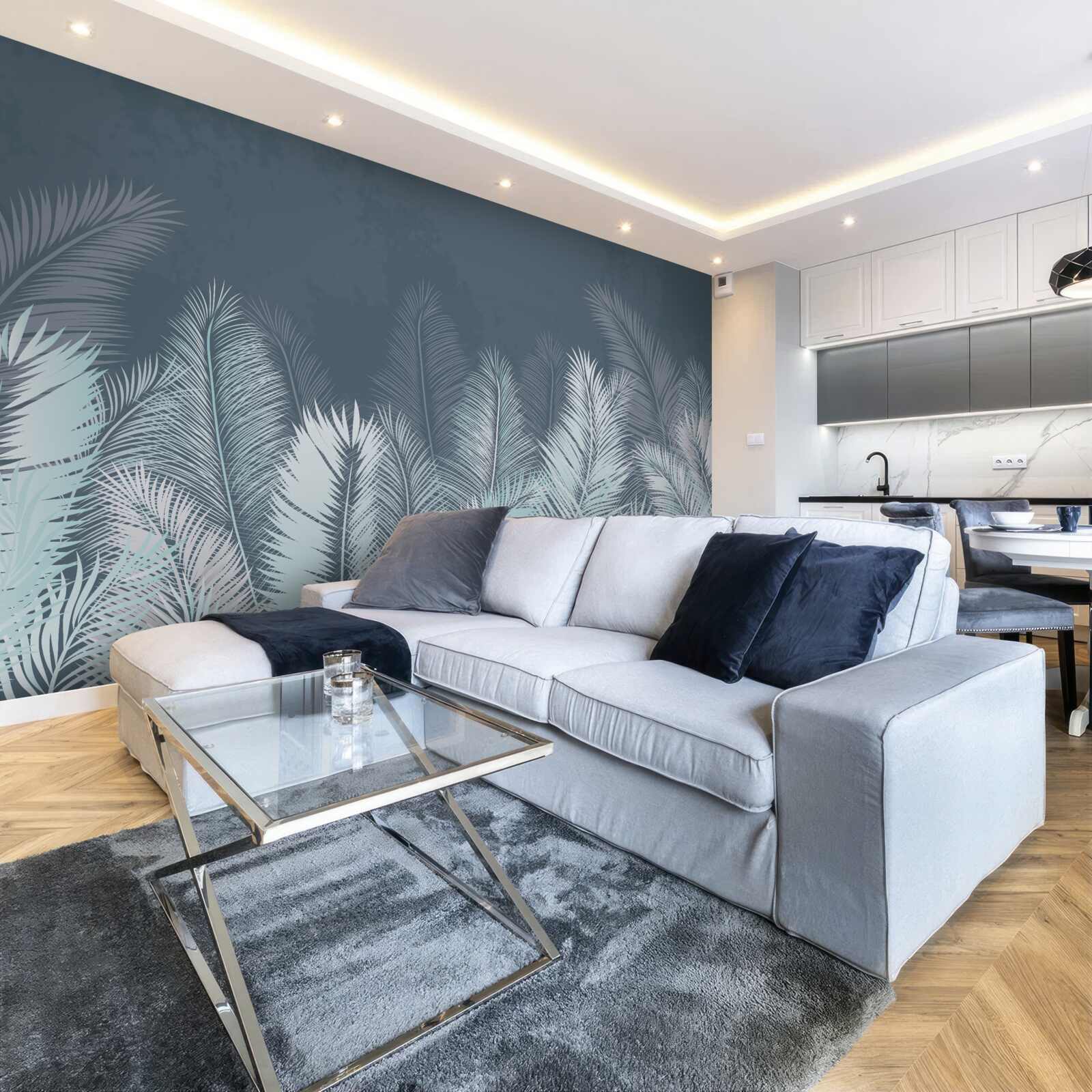 Fototapet frunze elegante turcoaz