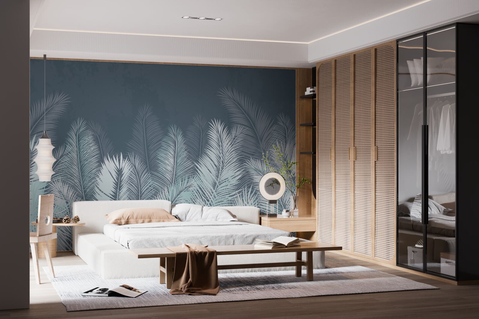 Fototapet frunze elegante turcoaz