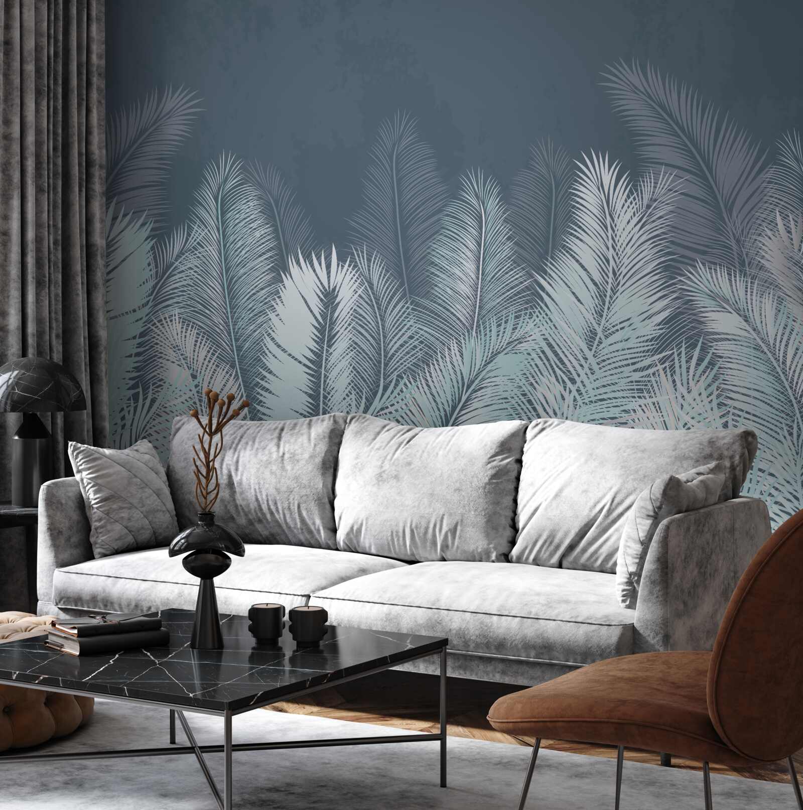 Fototapet frunze elegante turcoaz