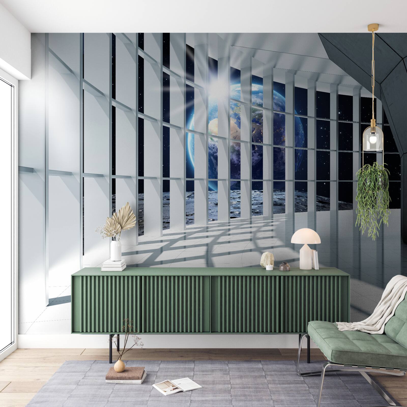 Fototapet Lumina de pe planetă pătrunde în pasajul clădirii