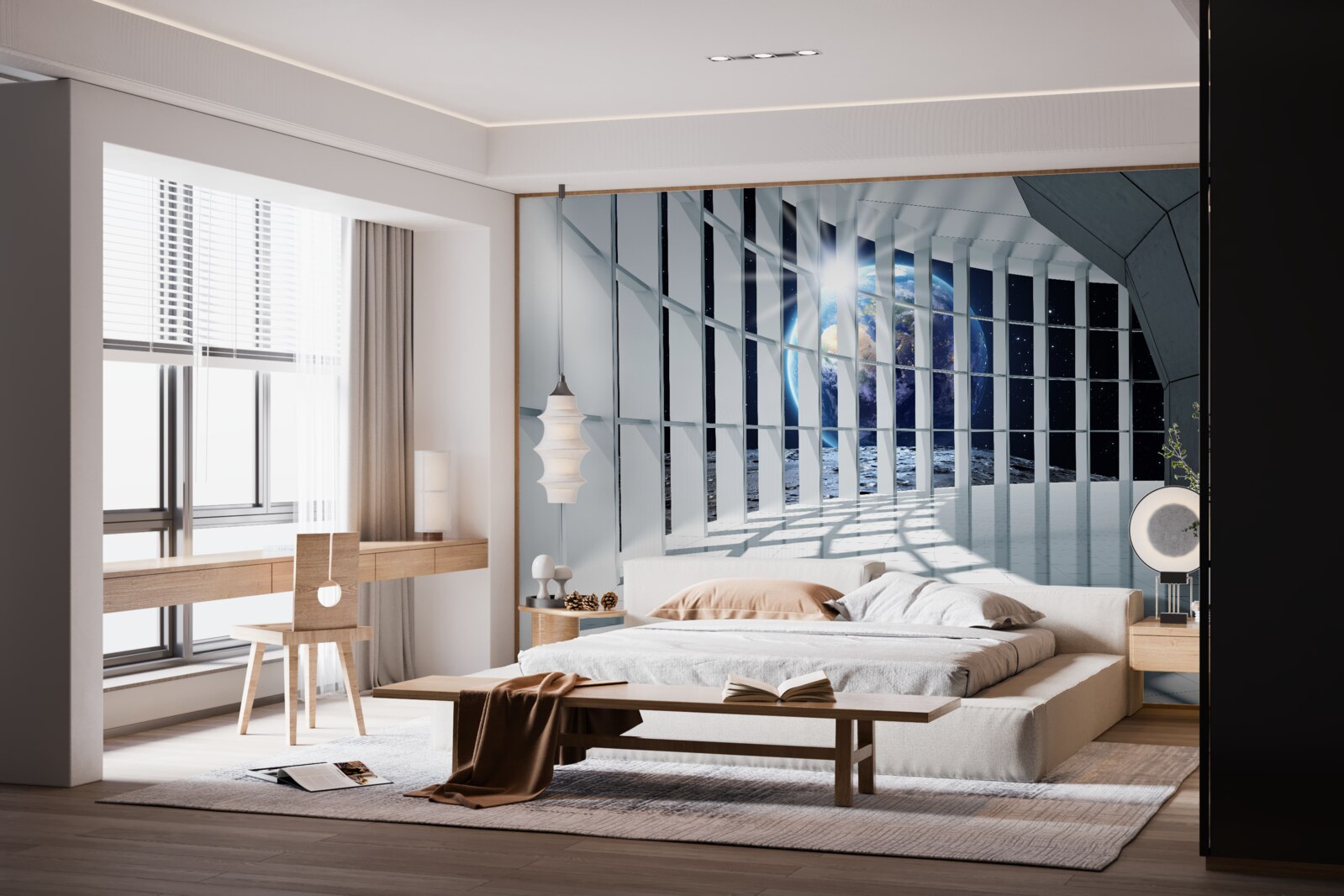 Fototapet Lumina de pe planetă pătrunde în pasajul clădirii