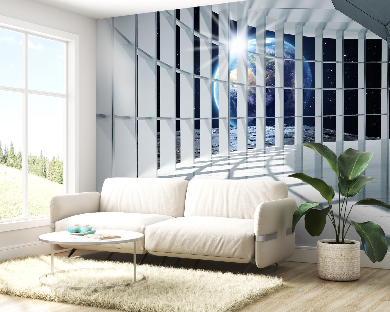 Fototapet Lumina de pe planetă pătrunde în pasajul clădirii