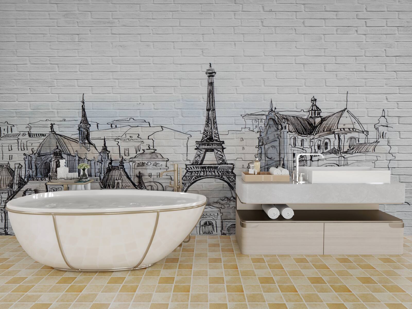 Fototapet fotografie a monumentelor din paris