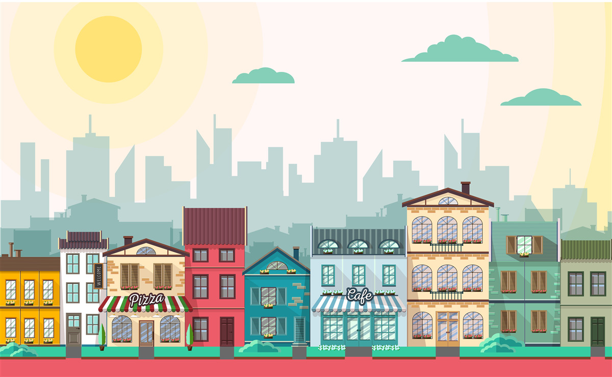 Fototapet Case frumoase în culori diferite