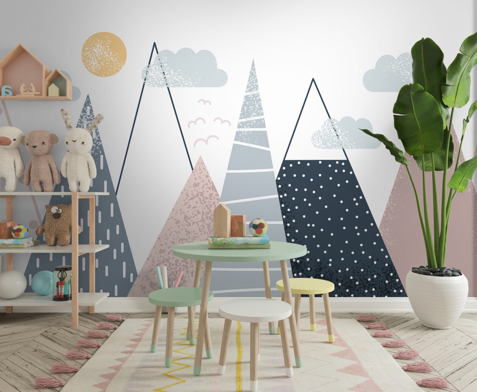 Fototapet vârfurile munților sunt luminate de soare