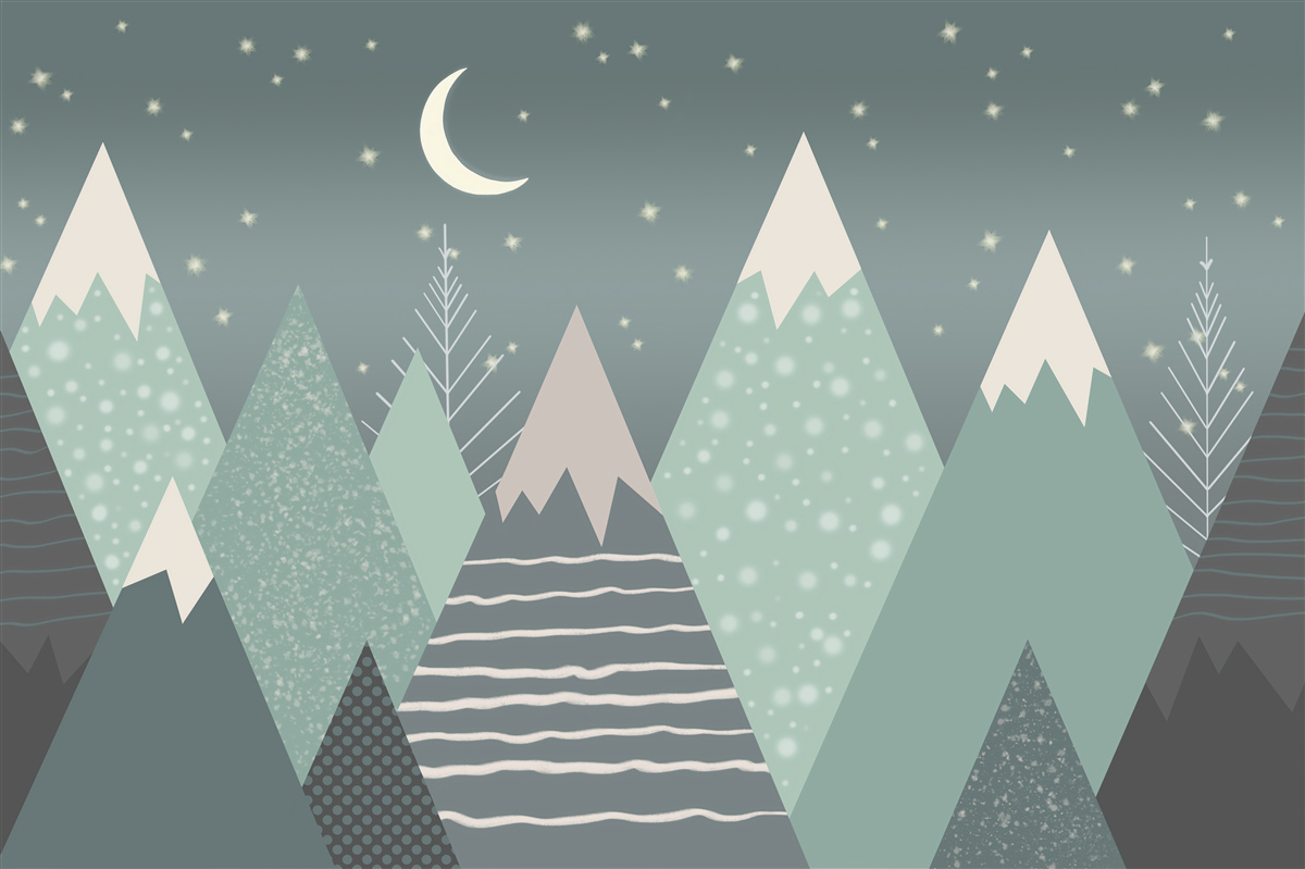 Fototapet munți în lumina lunii