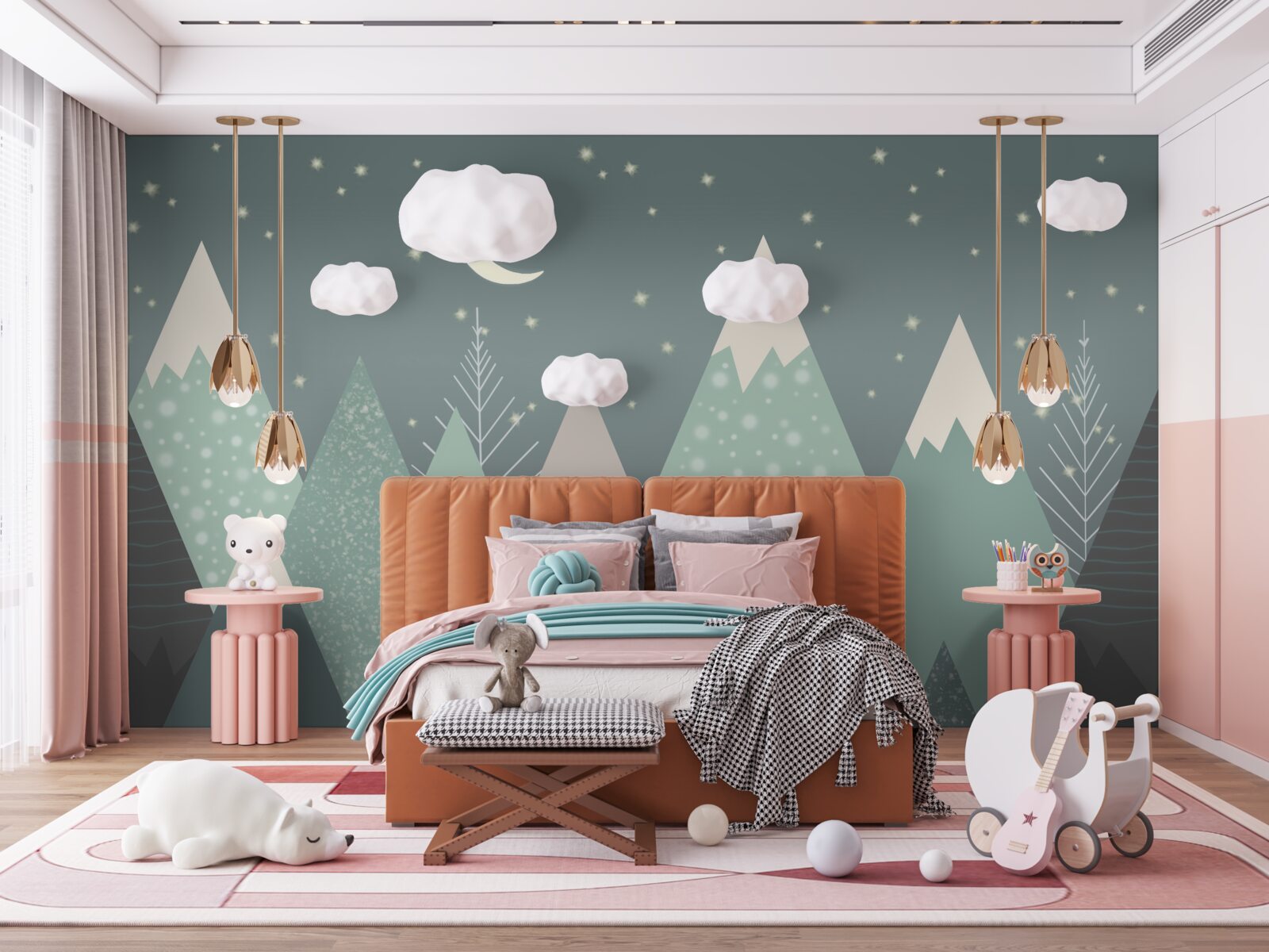 Fototapet munți în lumina lunii