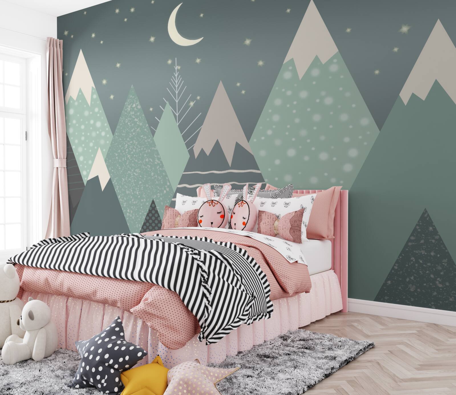 Fototapet munți în lumina lunii