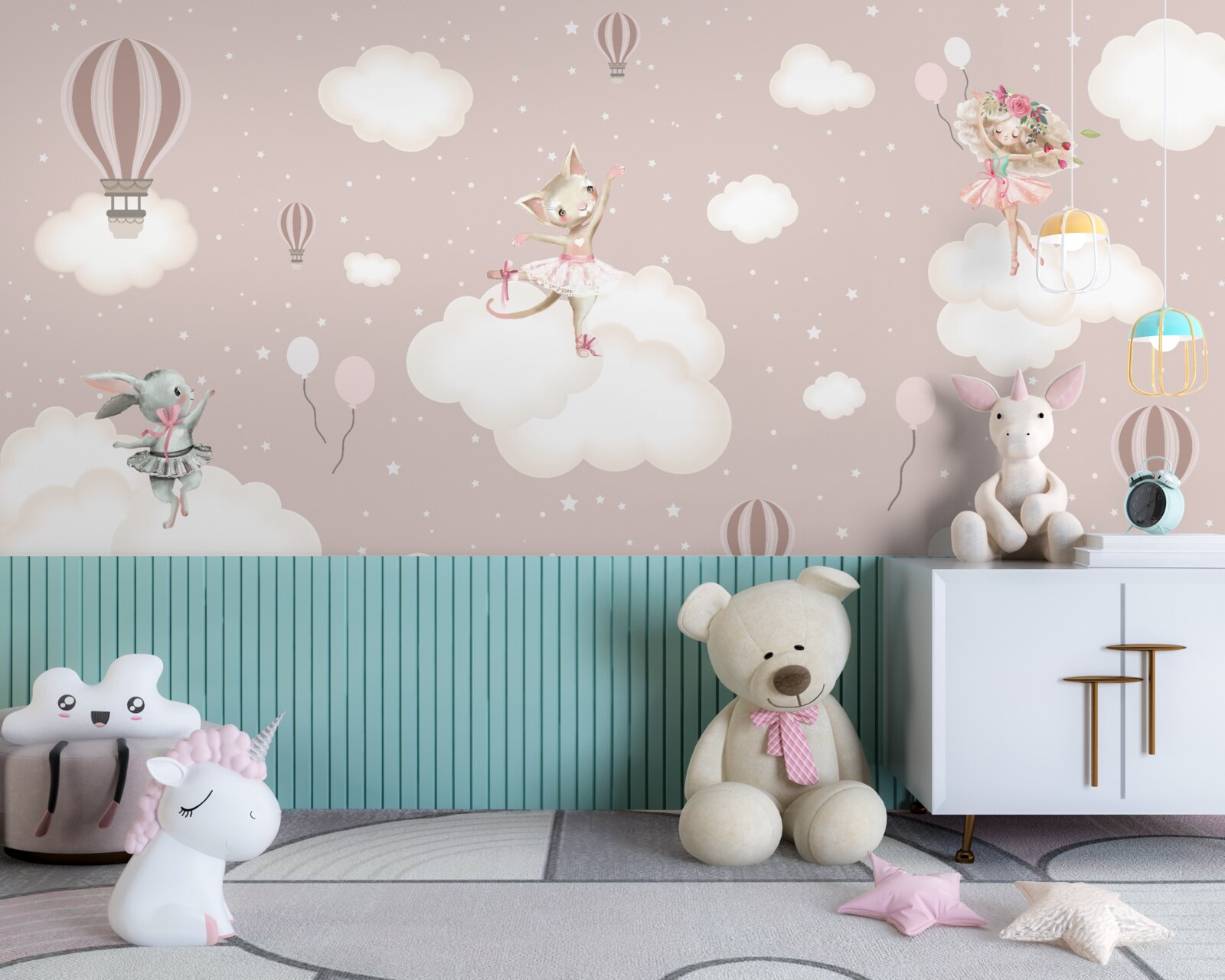 Fototapet creaturi încântătoare luminează norii