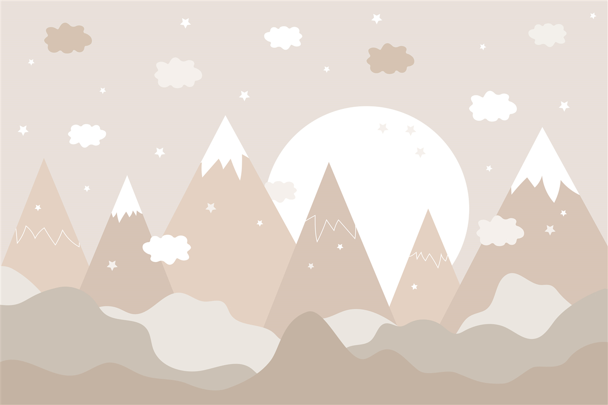 Fototapet vârfuri reprezentate pe pânză și lună plină strălucitoare