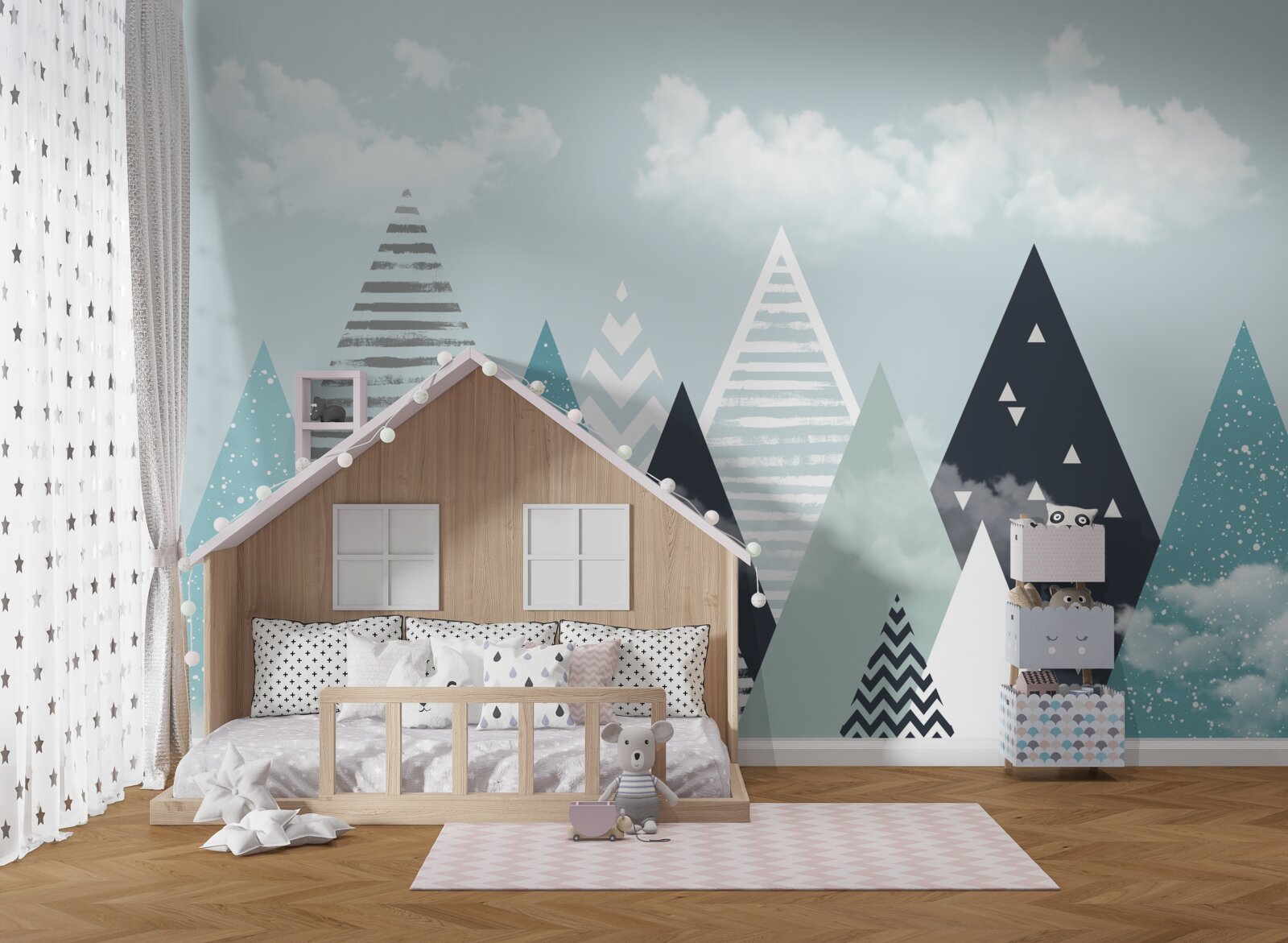 Fototapet imagini de contur ale munților de diferite scări și nuanțe