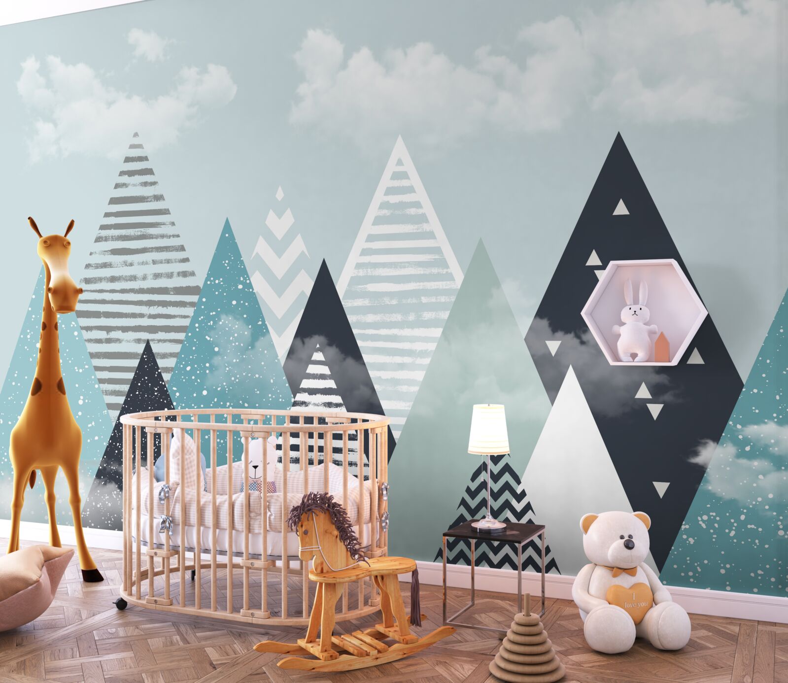 Fototapet imagini de contur ale munților de diferite scări și nuanțe