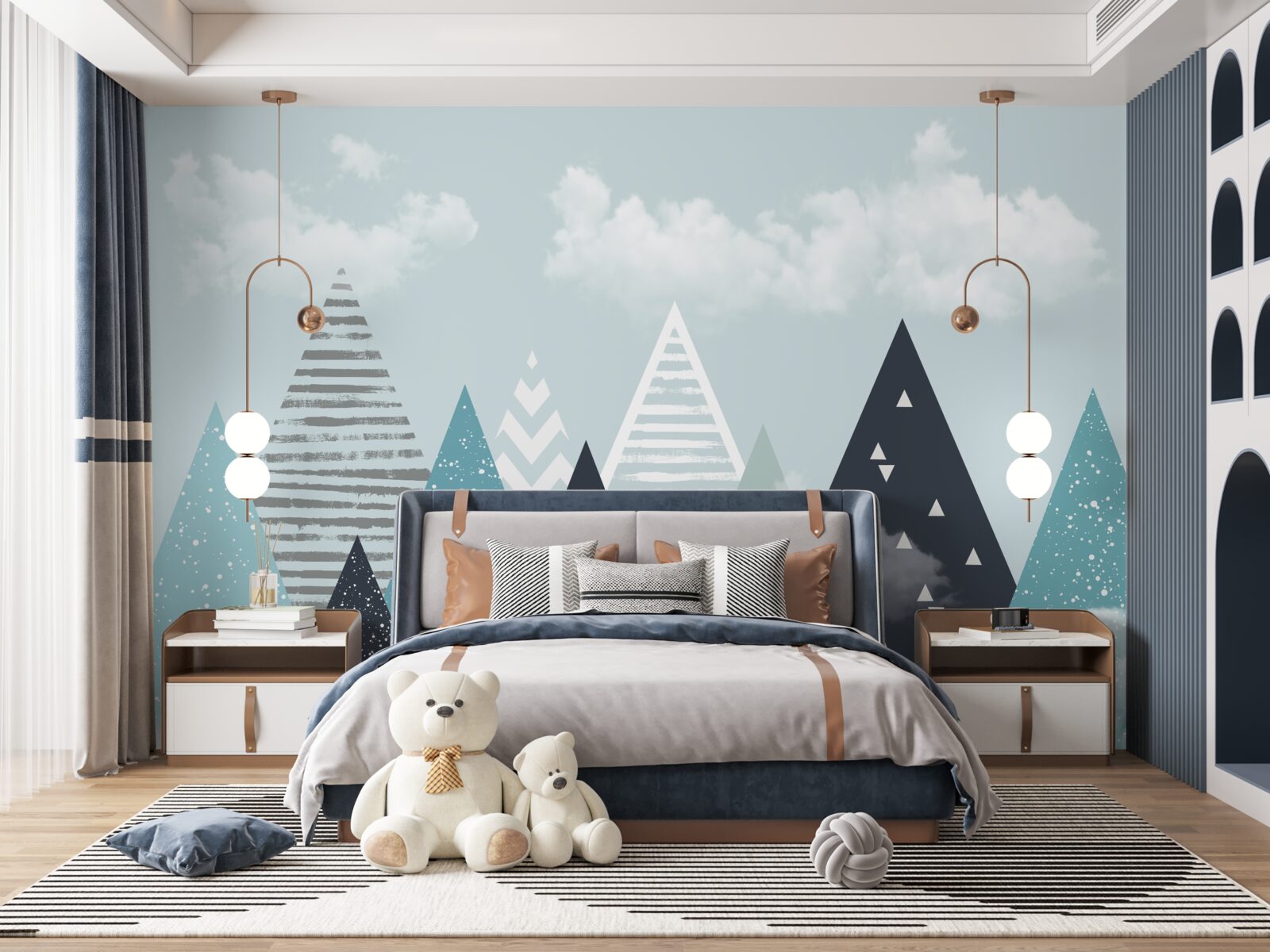 Fototapet imagini de contur ale munților de diferite scări și nuanțe