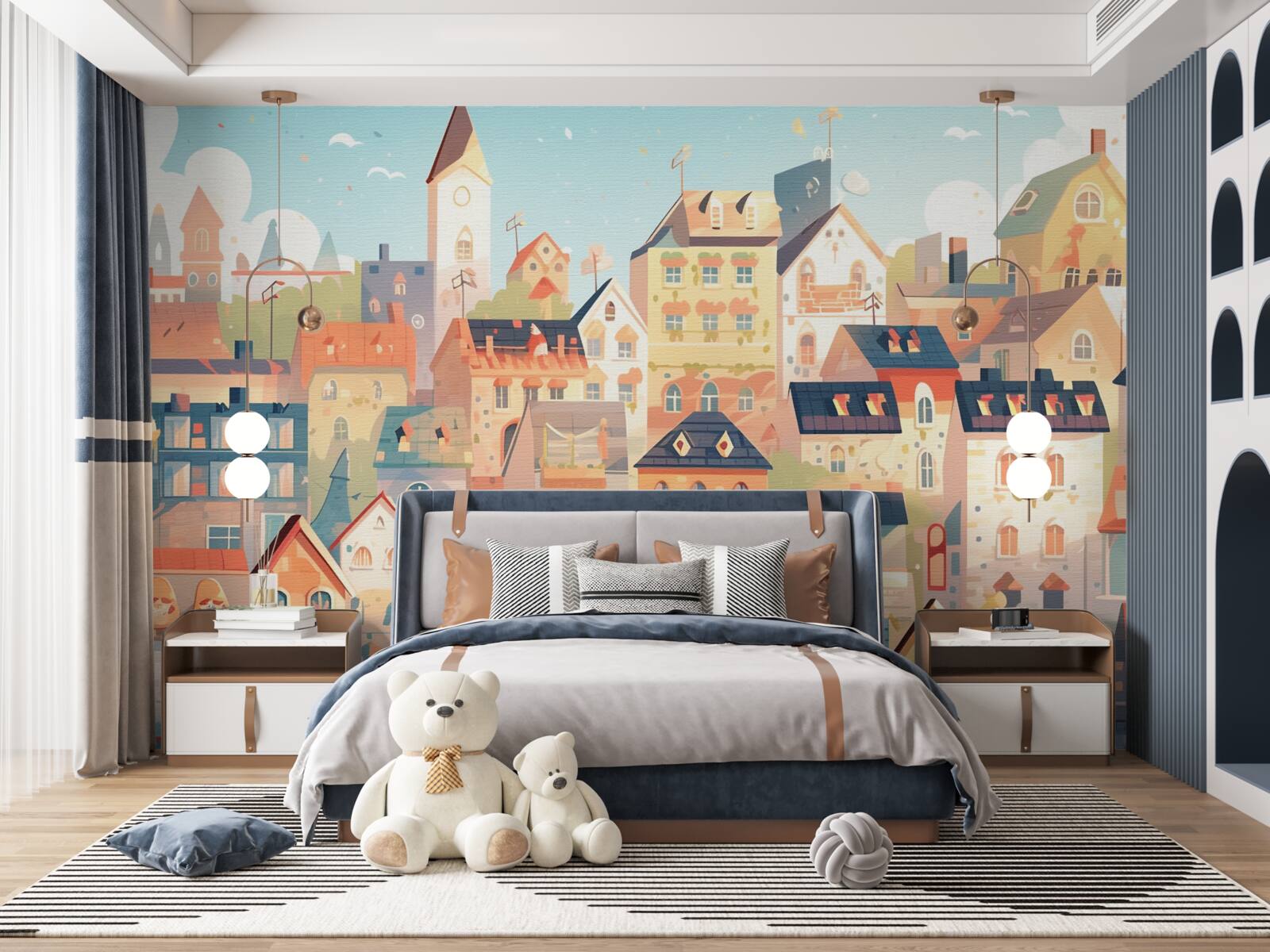 Fototapet acoperișuri de case urbane