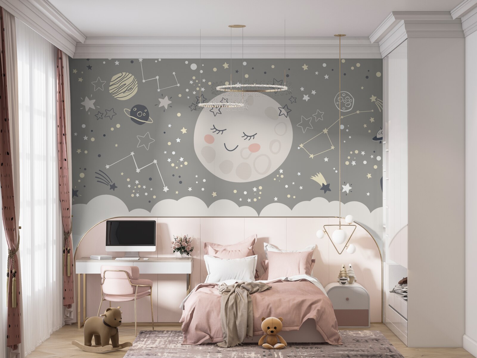 Fototapet lună plină cu pleoapele închise