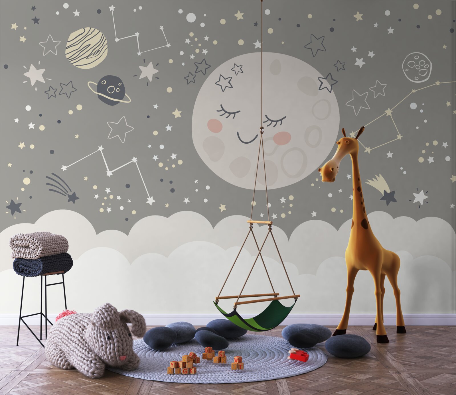 Fototapet lună plină cu pleoapele închise